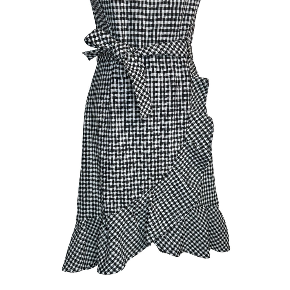 NWOT Calvin Klein Dress 4 Gingham Sleeveless Flounce‎ Ruffle Asymmetrical Career - Picture 3 of 10